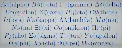 Greek alphabet in LaTeX